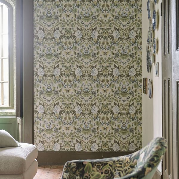 Ikebana Damask Wallpaper - Eau De Nil